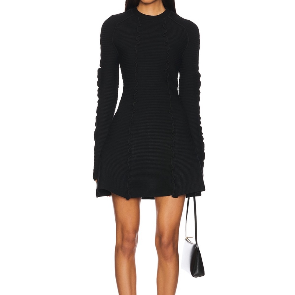 AMUR Black Ruched Fit and Flare Dress